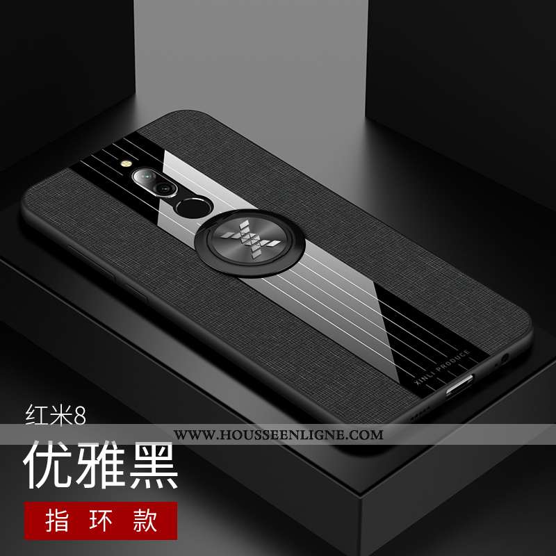 Housse Xiaomi Redmi 8 Protection Délavé En Daim Tissu Modèle Fleurie Coque Support Bleu