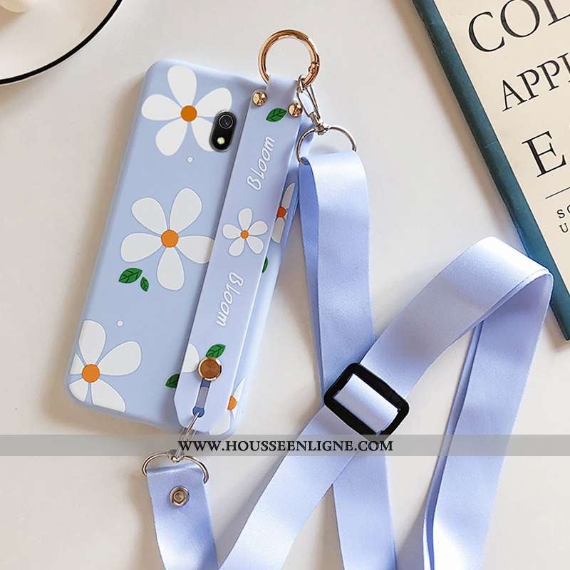Housse Xiaomi Redmi 8a Délavé En Daim Cou Suspendu Téléphone Portable Membrane Petit Bleu Incassable