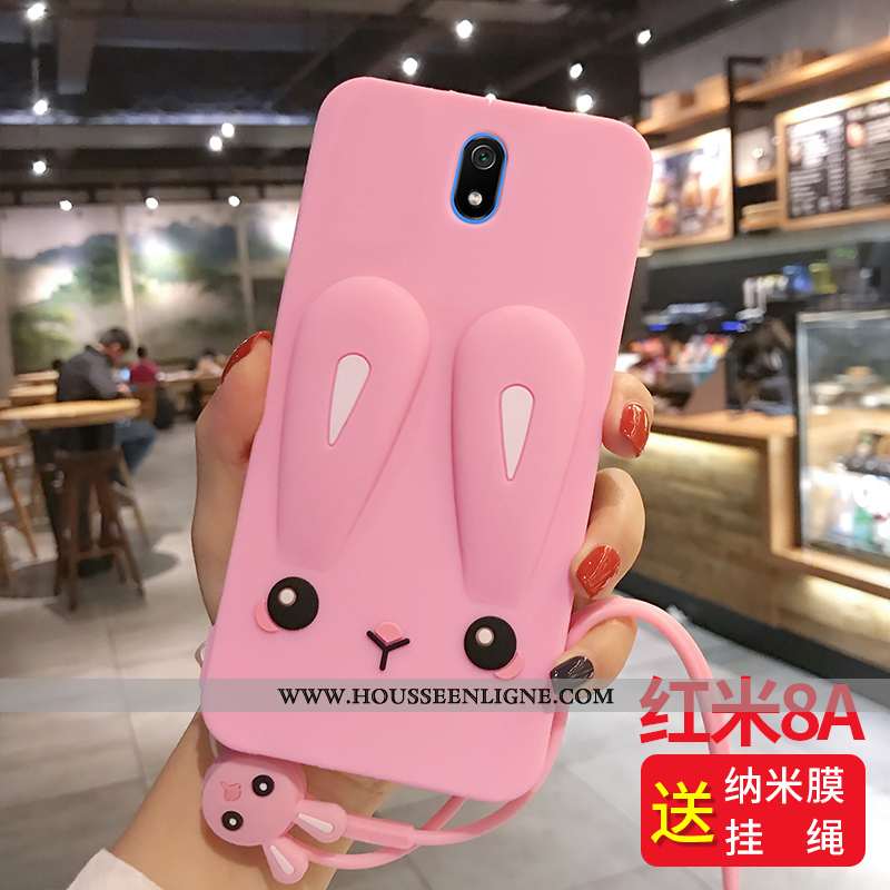 Housse Xiaomi Redmi 8a Fluide Doux Silicone Coque Ornements Suspendus Personnalité Rouge Étui Rose