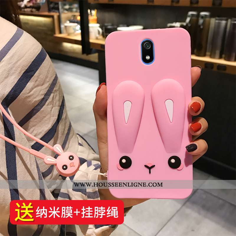 Housse Xiaomi Redmi 8a Fluide Doux Silicone Coque Ornements Suspendus Personnalité Rouge Étui Rose
