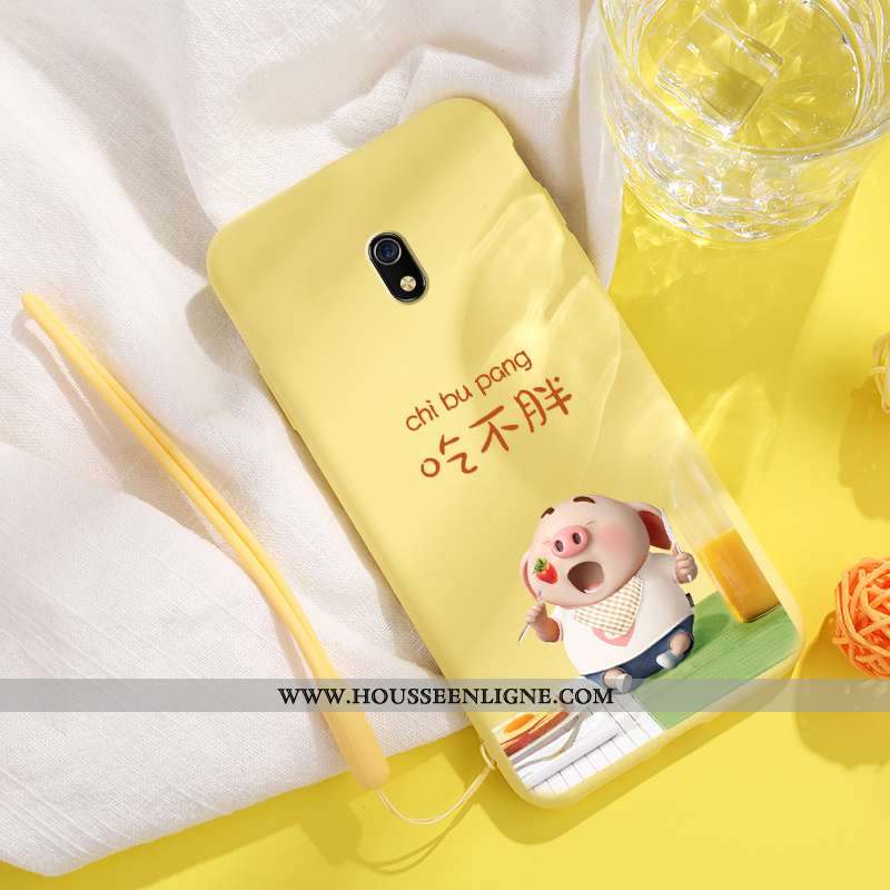 Housse Xiaomi Redmi 8a Fluide Doux Silicone Ultra Tendance Jaune Coque Net Rouge