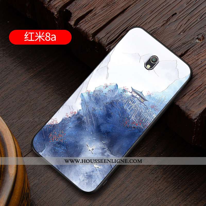 Housse Xiaomi Redmi 8a Gaufrage Ultra Coque Personnalité Étui Rouge Blanc Blanche