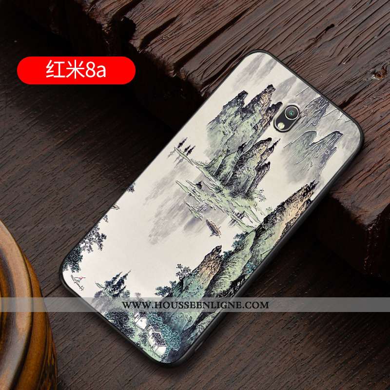 Housse Xiaomi Redmi 8a Gaufrage Ultra Coque Personnalité Étui Rouge Blanc Blanche