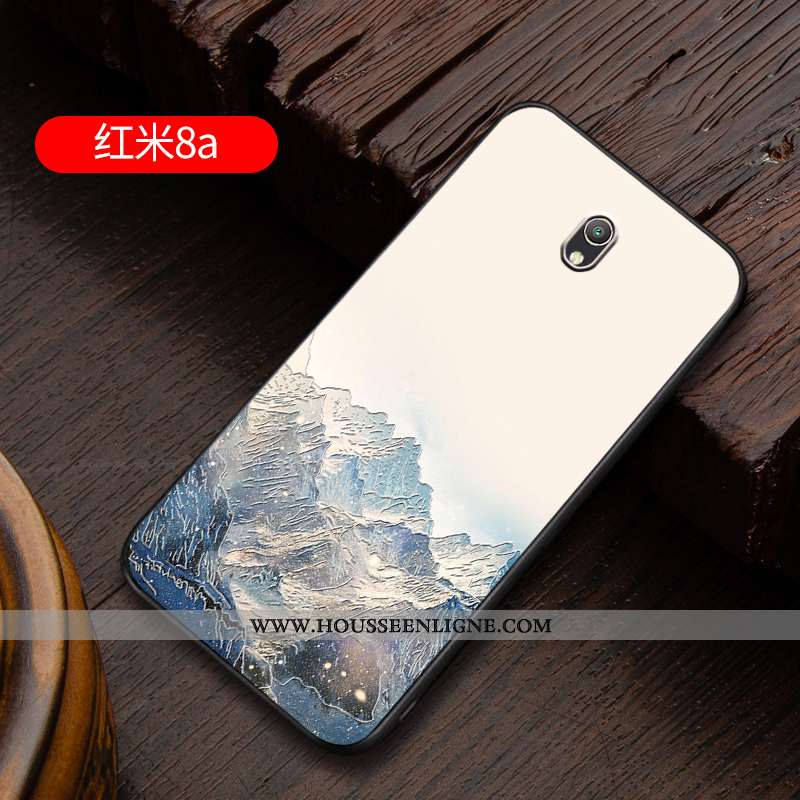 Housse Xiaomi Redmi 8a Gaufrage Ultra Coque Personnalité Étui Rouge Blanc Blanche
