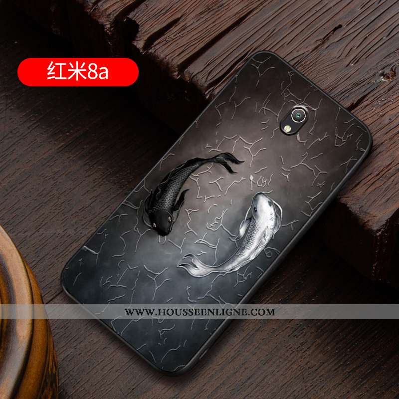 Housse Xiaomi Redmi 8a Gaufrage Ultra Coque Personnalité Étui Rouge Blanc Blanche