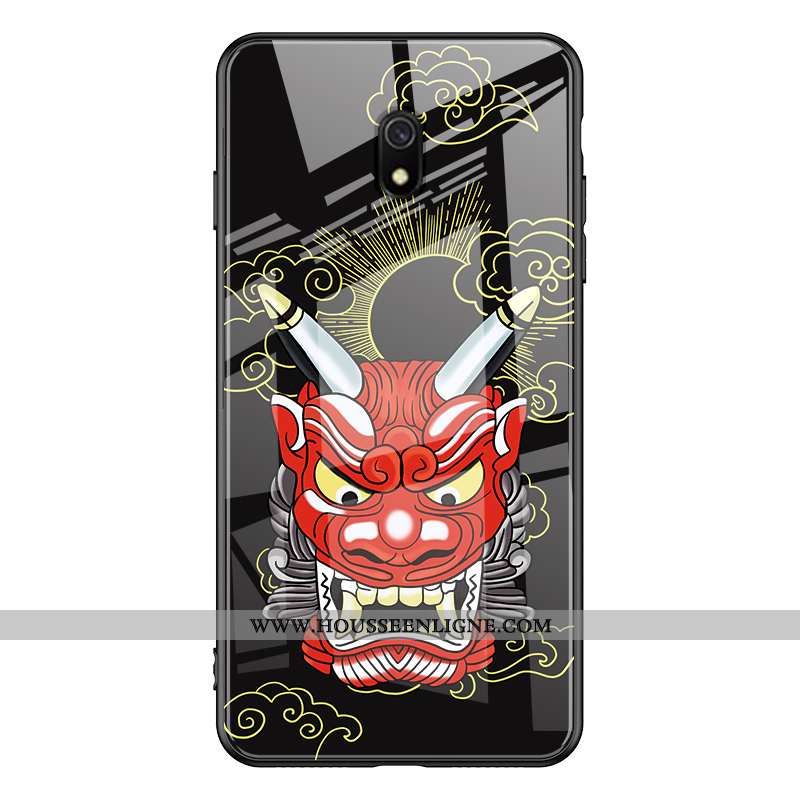 Housse Xiaomi Redmi 8a Tendance Fluide Doux Noir Simple Tempérer Membrane Rouge