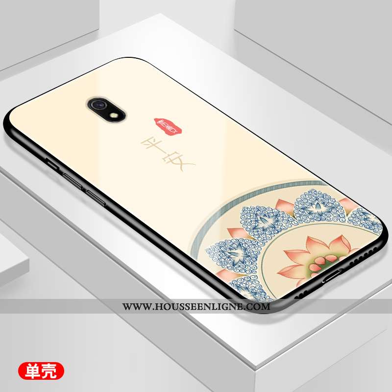 Housse Xiaomi Redmi 8a Tendance Fluide Doux Noir Simple Tempérer Membrane Rouge