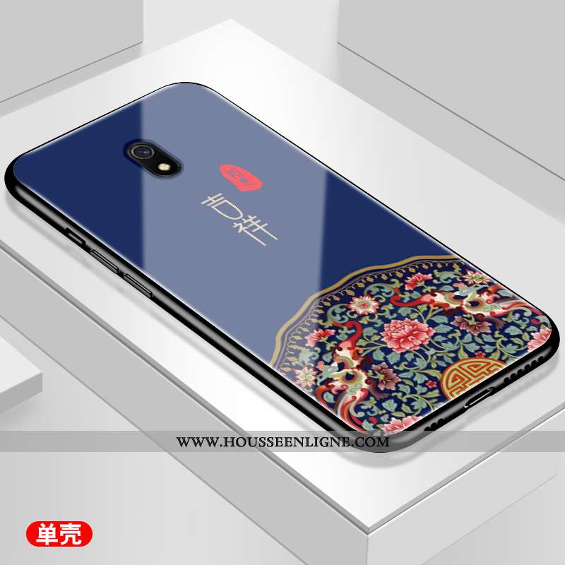 Housse Xiaomi Redmi 8a Tendance Fluide Doux Noir Simple Tempérer Membrane Rouge