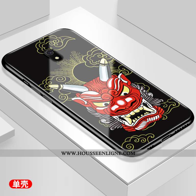 Housse Xiaomi Redmi 8a Tendance Fluide Doux Noir Simple Tempérer Membrane Rouge