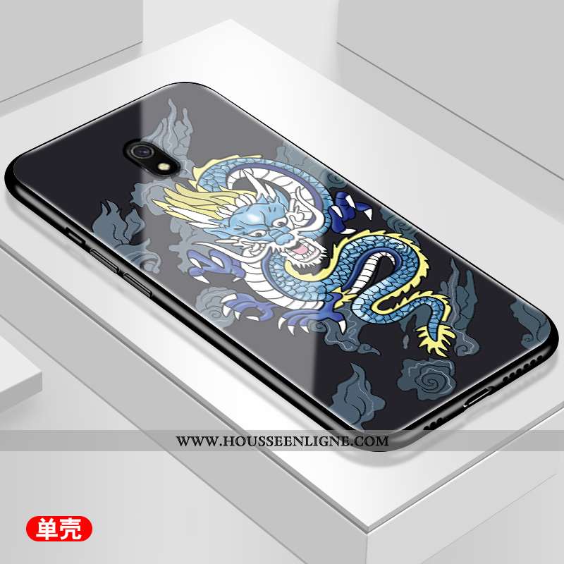 Housse Xiaomi Redmi 8a Tendance Fluide Doux Noir Simple Tempérer Membrane Rouge