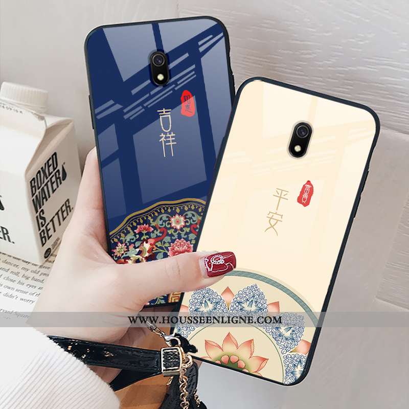 Housse Xiaomi Redmi 8a Tendance Fluide Doux Noir Simple Tempérer Membrane Rouge