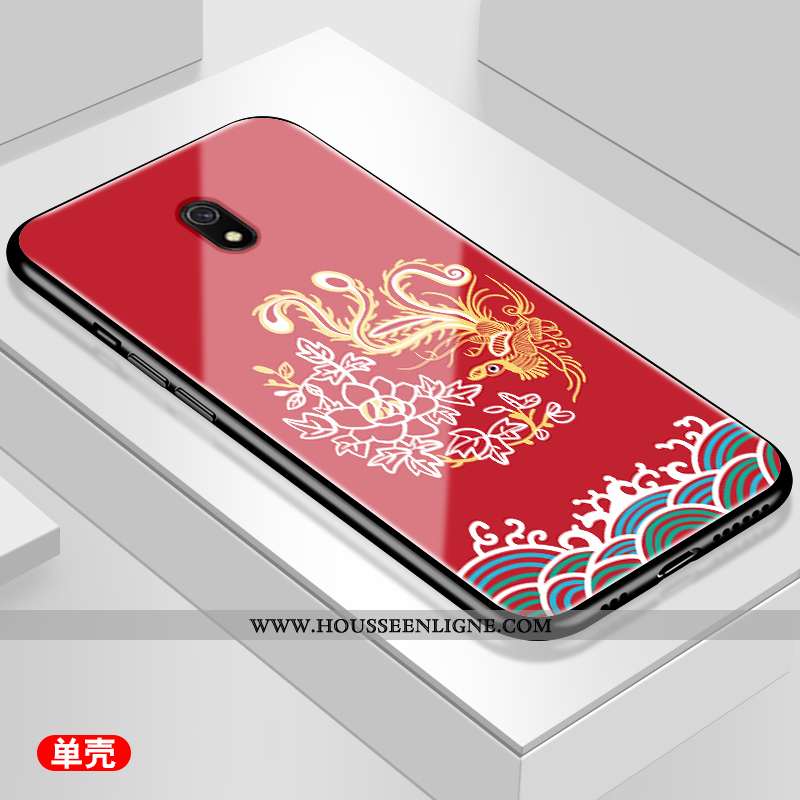 Housse Xiaomi Redmi 8a Tendance Fluide Doux Noir Simple Tempérer Membrane Rouge