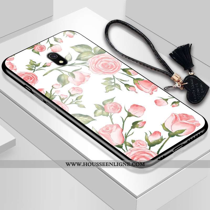 Housse Xiaomi Redmi 8a Verre Fluide Doux Blanc Tout Compris Protection Net Rouge Étui Blanche