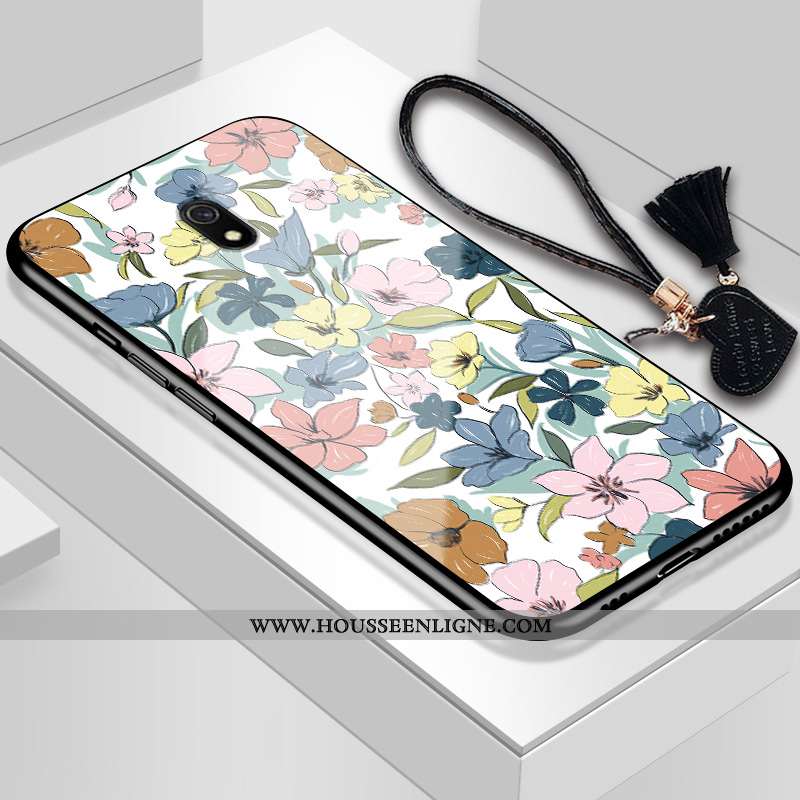 Housse Xiaomi Redmi 8a Verre Fluide Doux Blanc Tout Compris Protection Net Rouge Étui Blanche