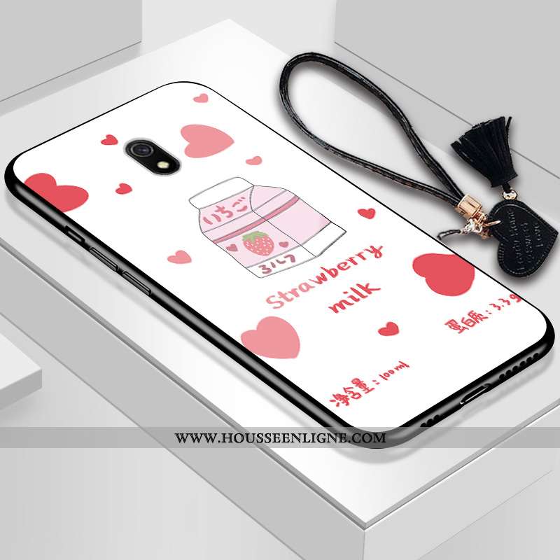 Housse Xiaomi Redmi 8a Verre Fluide Doux Blanc Tout Compris Protection Net Rouge Étui Blanche