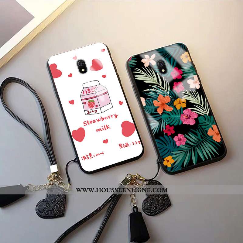 Housse Xiaomi Redmi 8a Verre Fluide Doux Blanc Tout Compris Protection Net Rouge Étui Blanche