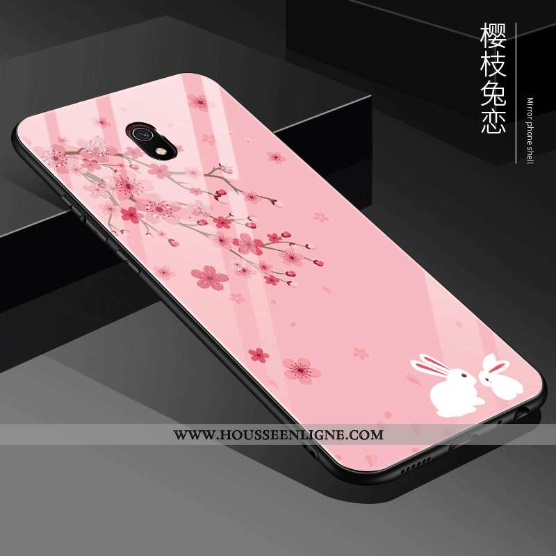 Housse Xiaomi Redmi 8a Verre Personnalité Étui Tout Compris Incassable Rouge Rose
