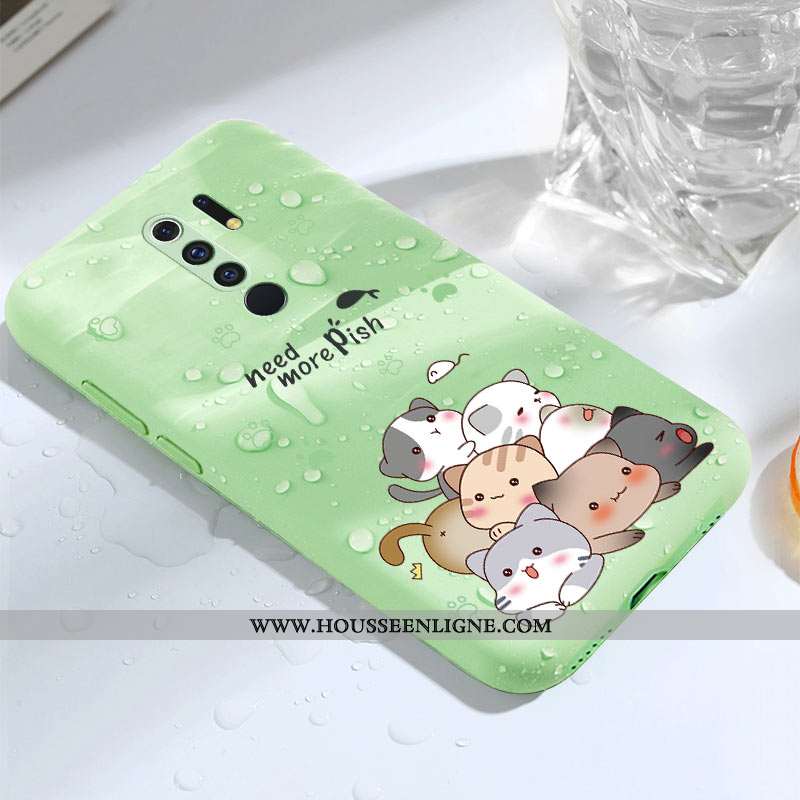 Housse Xiaomi Redmi 9 Personnalité Créatif Vert Rouge Délavé En Daim Petit Téléphone Portable Verte
