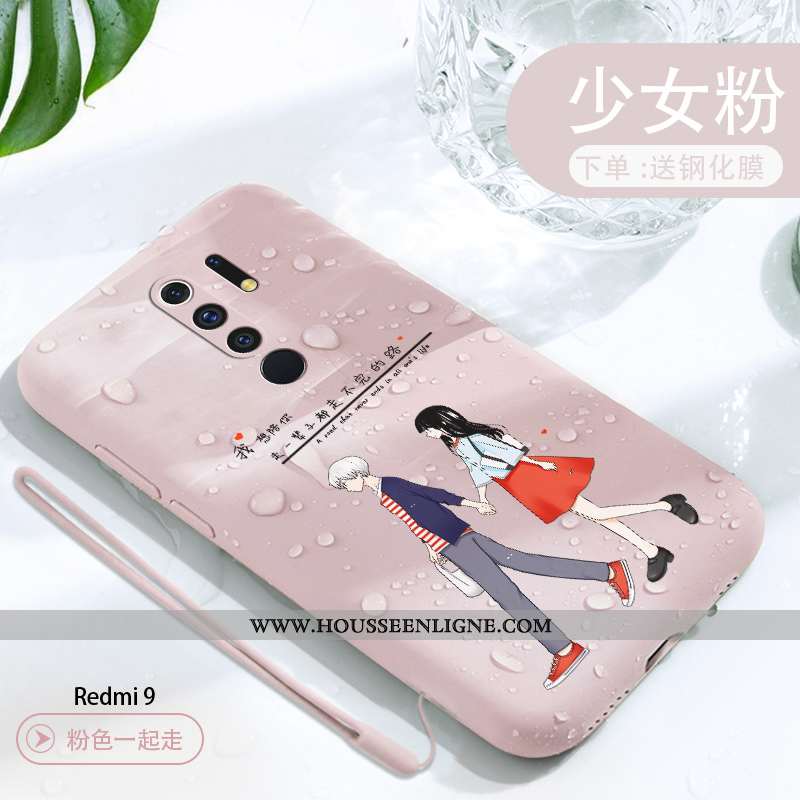 Housse Xiaomi Redmi 9 Personnalité Créatif Vert Rouge Délavé En Daim Petit Téléphone Portable Verte