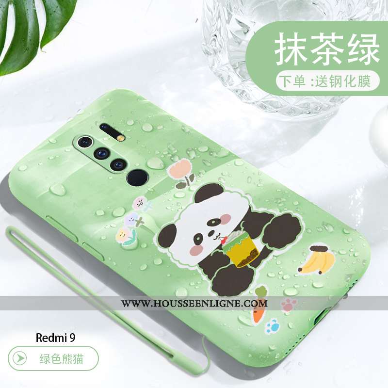 Housse Xiaomi Redmi 9 Personnalité Créatif Vert Rouge Délavé En Daim Petit Téléphone Portable Verte