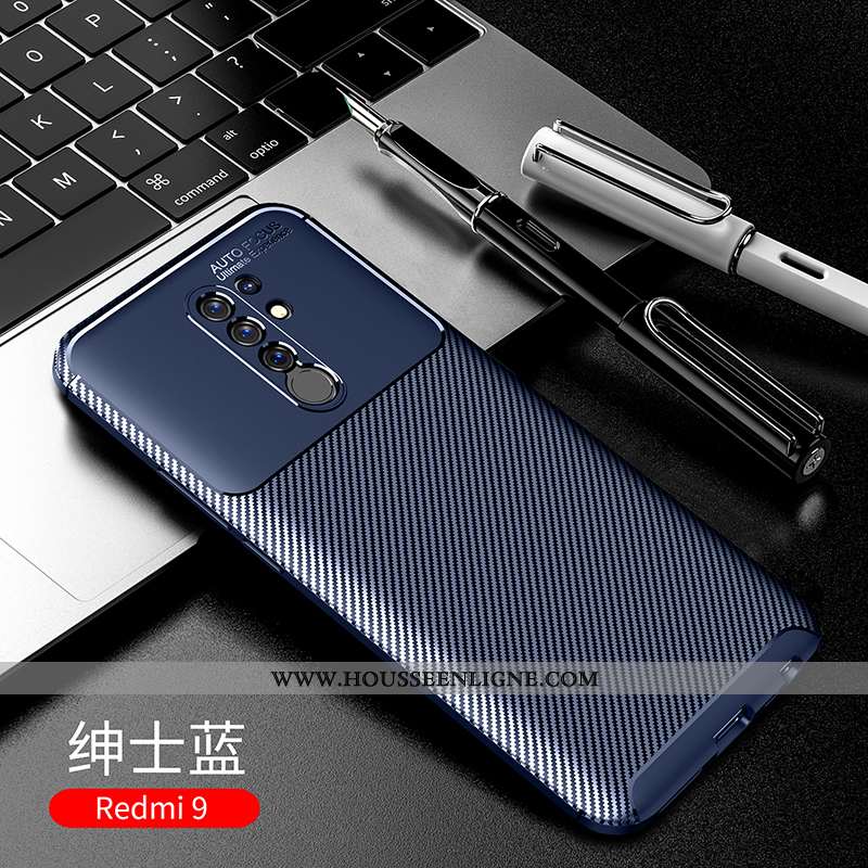 Housse Xiaomi Redmi 9 Protection Délavé En Daim Incassable Fibre Téléphone Portable Petit Coque Noir