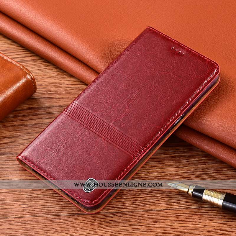 Housse Xiaomi Redmi 9a Cuir Véritable Protection Incassable Téléphone Portable Rouge Étui