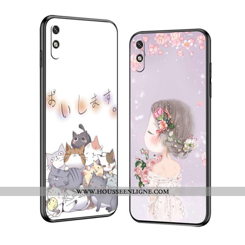 Housse Xiaomi Redmi 9a Fluide Doux Silicone Blanc Tout Compris Dessin Animé Protection Étui Blanche