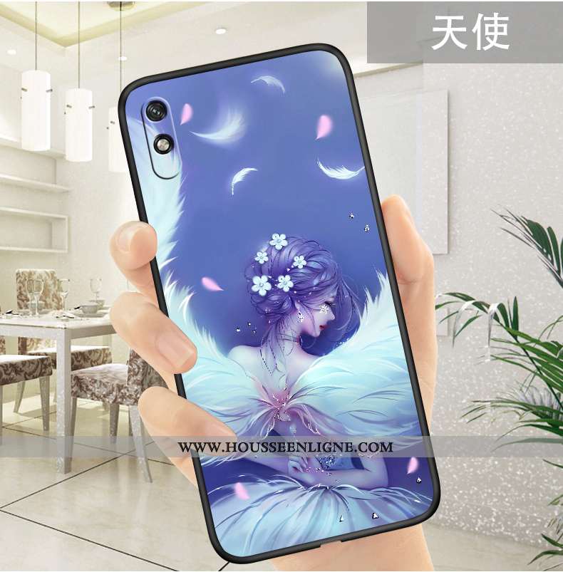 Housse Xiaomi Redmi 9a Fluide Doux Silicone Blanc Tout Compris Dessin Animé Protection Étui Blanche