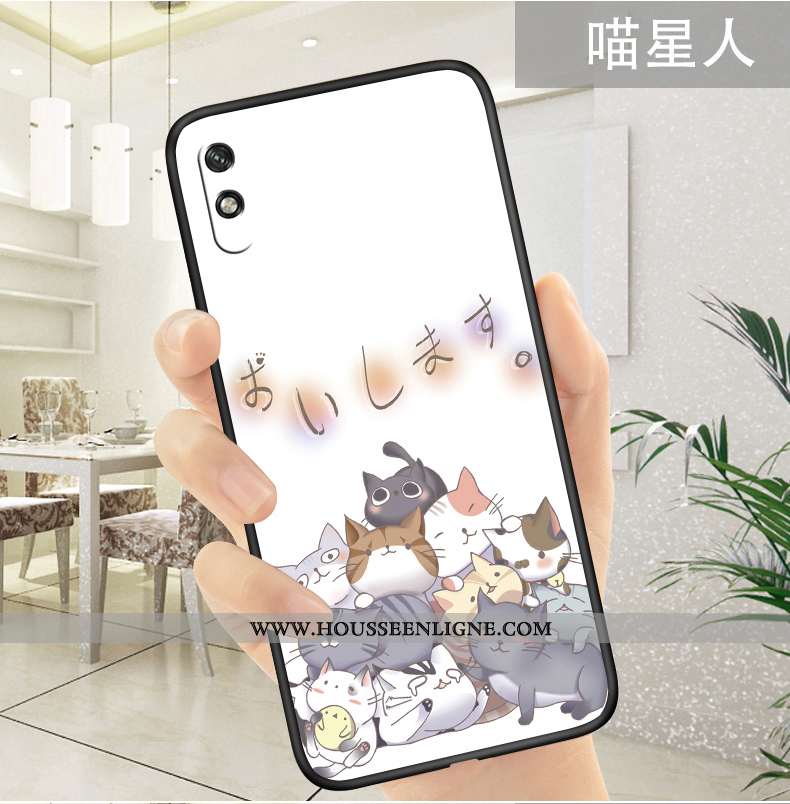 Housse Xiaomi Redmi 9a Fluide Doux Silicone Blanc Tout Compris Dessin Animé Protection Étui Blanche