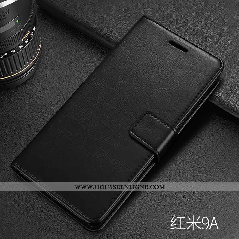 Housse Xiaomi Redmi 9a Fluide Doux Silicone Bleu Portefeuille Petit Téléphone Portable Incassable