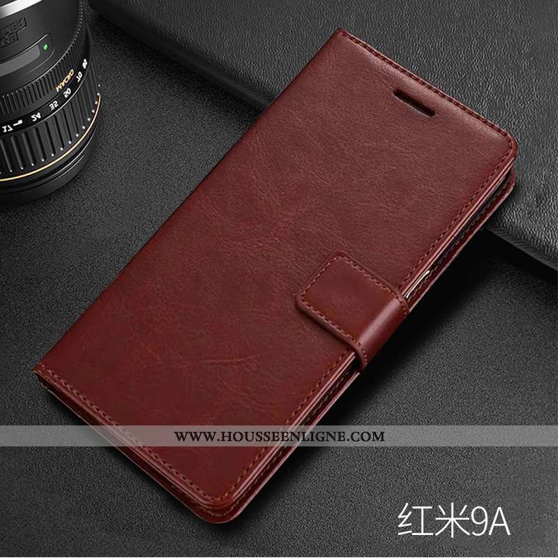 Housse Xiaomi Redmi 9a Fluide Doux Silicone Bleu Portefeuille Petit Téléphone Portable Incassable