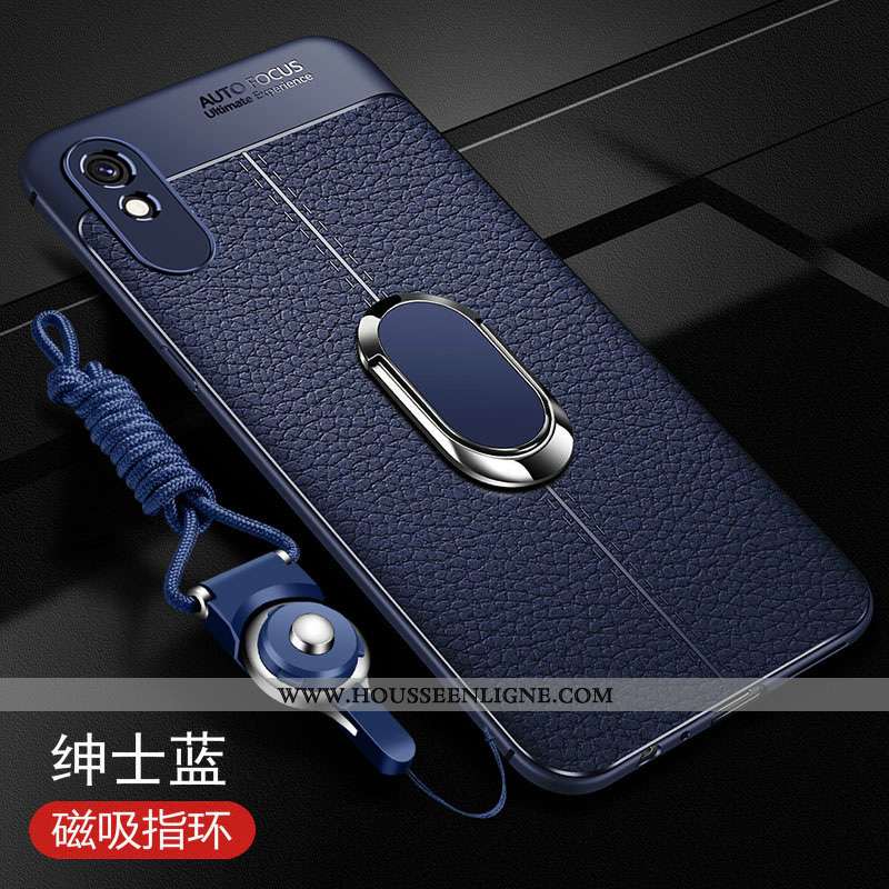 Housse Xiaomi Redmi 9a Protection Délavé En Daim Étui Fluide Doux Bleu Marin Coque Rouge Bleu Foncé