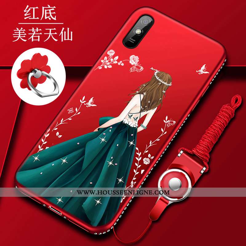 Housse Xiaomi Redmi 9a Silicone Protection Tendance Tempérer Créatif Petit Étui Rouge