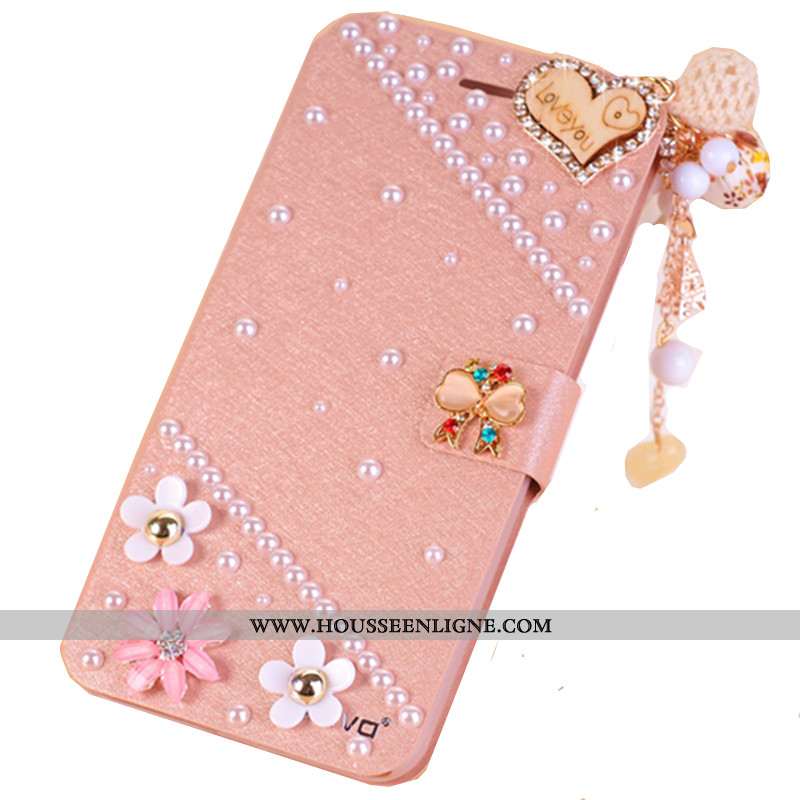 Housse Xiaomi Redmi Note 5 Cuir Protection Coque Strass Téléphone Portable Incassable Rouge Rose