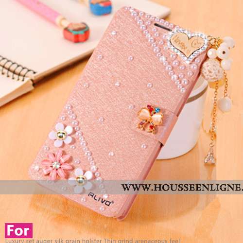 Housse Xiaomi Redmi Note 5 Cuir Protection Coque Strass Téléphone Portable Incassable Rouge Rose