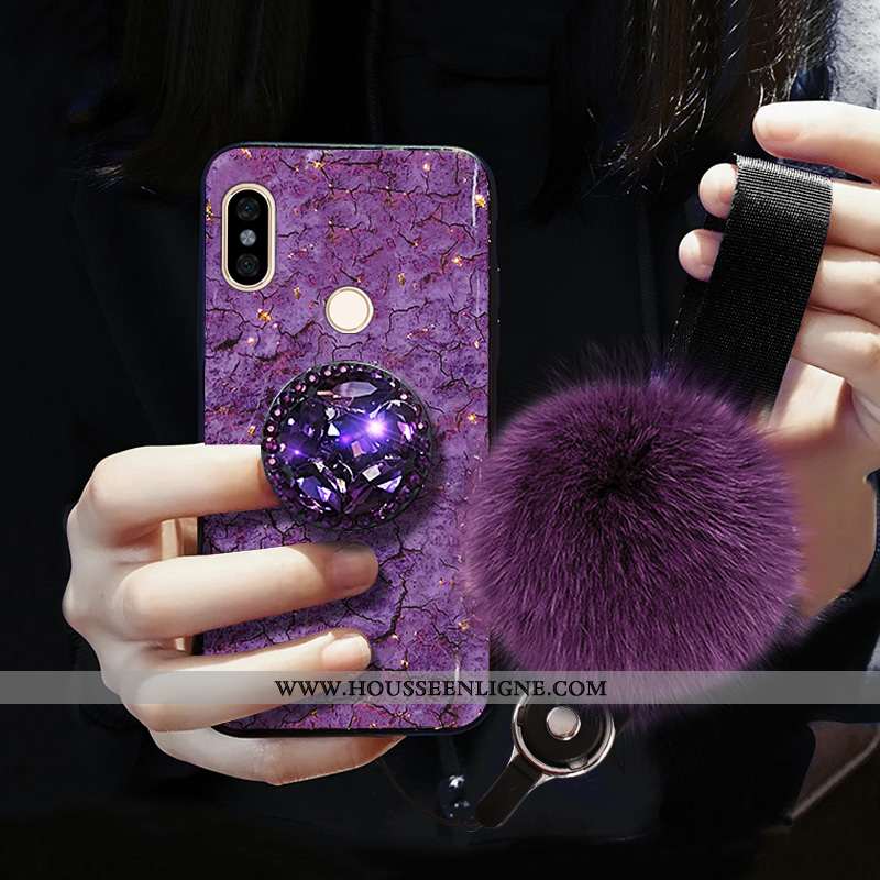 Housse Xiaomi Redmi Note 5 Légère Modèle Fleurie Fluide Doux Cristal Violet Ultra Protection