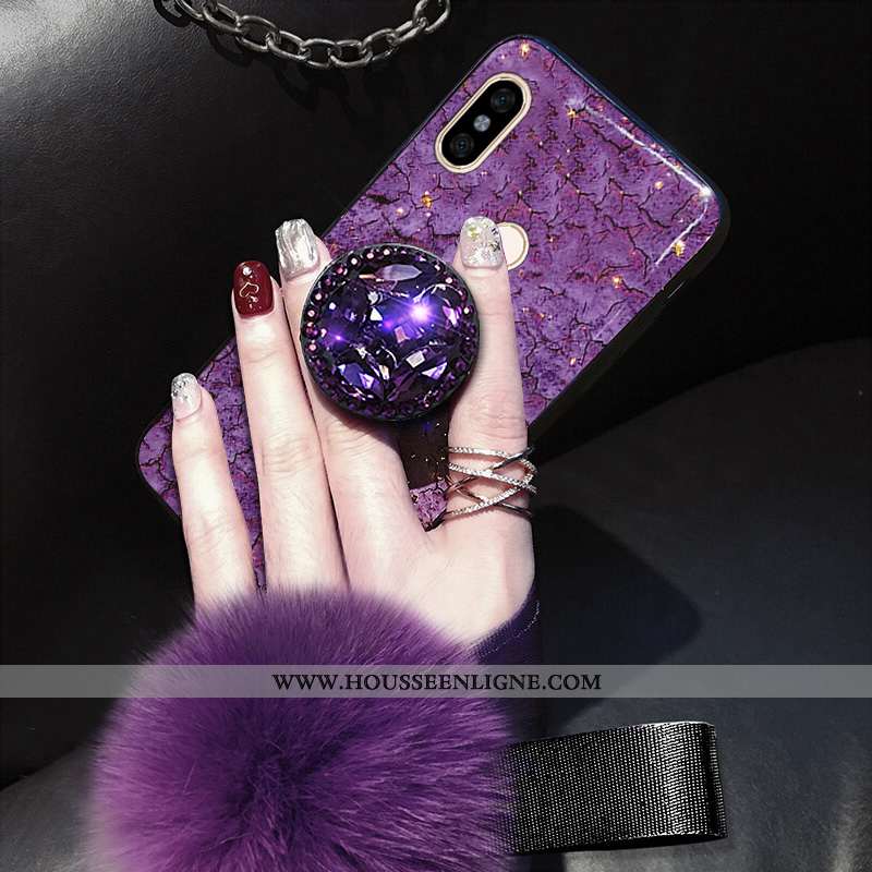 Housse Xiaomi Redmi Note 5 Légère Modèle Fleurie Fluide Doux Cristal Violet Ultra Protection
