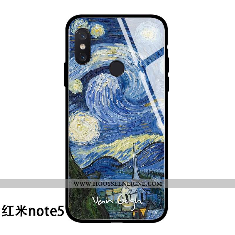 Housse Xiaomi Redmi Note 5 Personnalité Tendance Haute Étui Tout Compris Rouge Verre Bleu