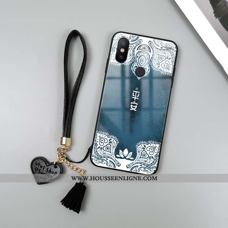 Housse Xiaomi Redmi Note 6 Pro Protection Verre Rouge Étui Tendance Téléphone Portable Coque Bleu