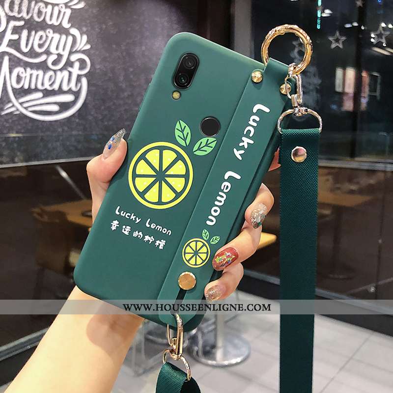 Housse Xiaomi Redmi Note 7 Délavé En Daim Cou Suspendu Vert Silicone Rouge Citron Coque Verte