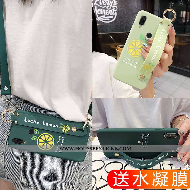 Housse Xiaomi Redmi Note 7 Délavé En Daim Cou Suspendu Vert Silicone Rouge Citron Coque Verte