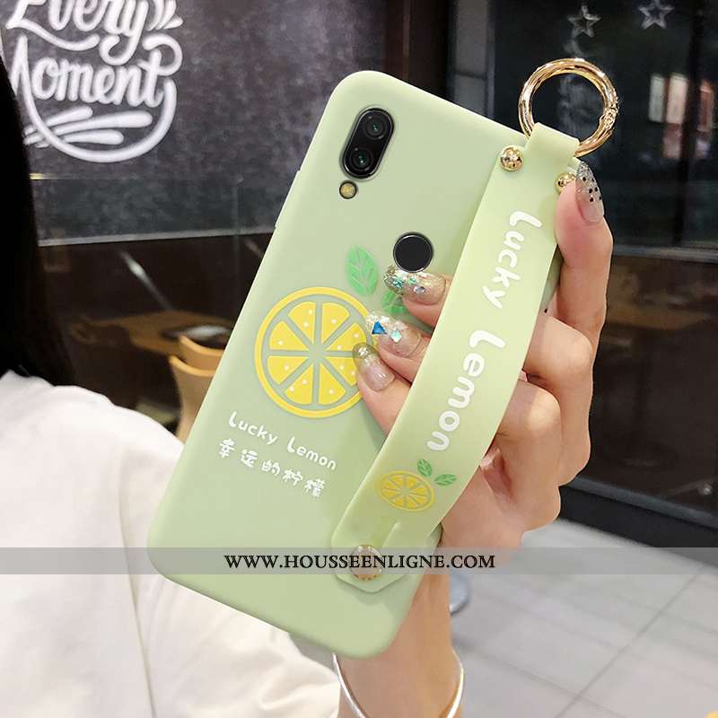 Housse Xiaomi Redmi Note 7 Délavé En Daim Cou Suspendu Vert Silicone Rouge Citron Coque Verte
