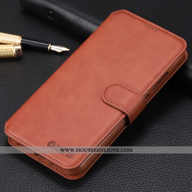 Housse Xiaomi Redmi Note 7 Fluide Doux Silicone Protection Marron Étui Rouge Coque