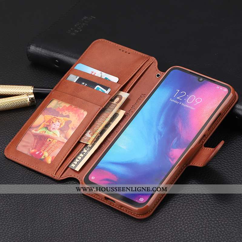 Housse Xiaomi Redmi Note 7 Fluide Doux Silicone Protection Marron Étui Rouge Coque