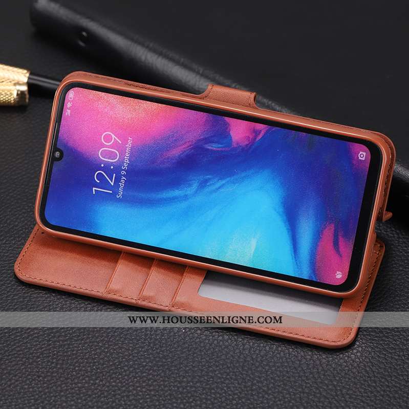 Housse Xiaomi Redmi Note 7 Fluide Doux Silicone Protection Marron Étui Rouge Coque