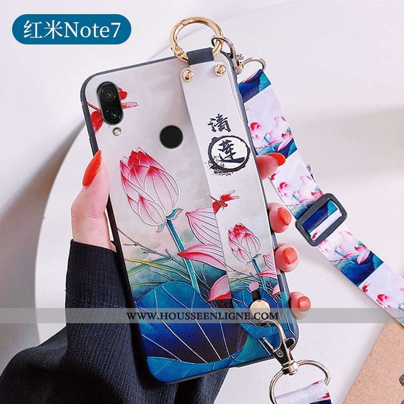 Housse Xiaomi Redmi Note 7 Légère Fluide Doux Bleu Étui Incassable Silicone Tendance