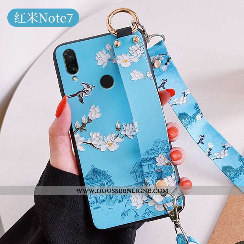 Housse Xiaomi Redmi Note 7 Légère Fluide Doux Bleu Étui Incassable Silicone Tendance