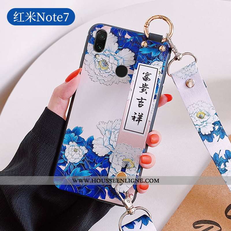 Housse Xiaomi Redmi Note 7 Légère Fluide Doux Bleu Étui Incassable Silicone Tendance