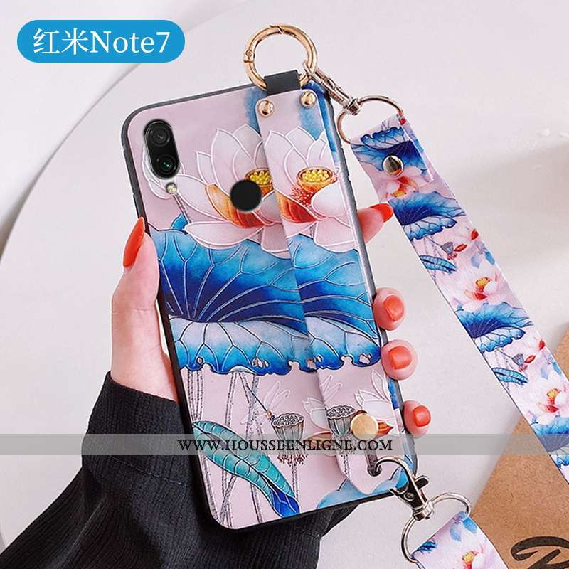 Housse Xiaomi Redmi Note 7 Légère Fluide Doux Bleu Étui Incassable Silicone Tendance