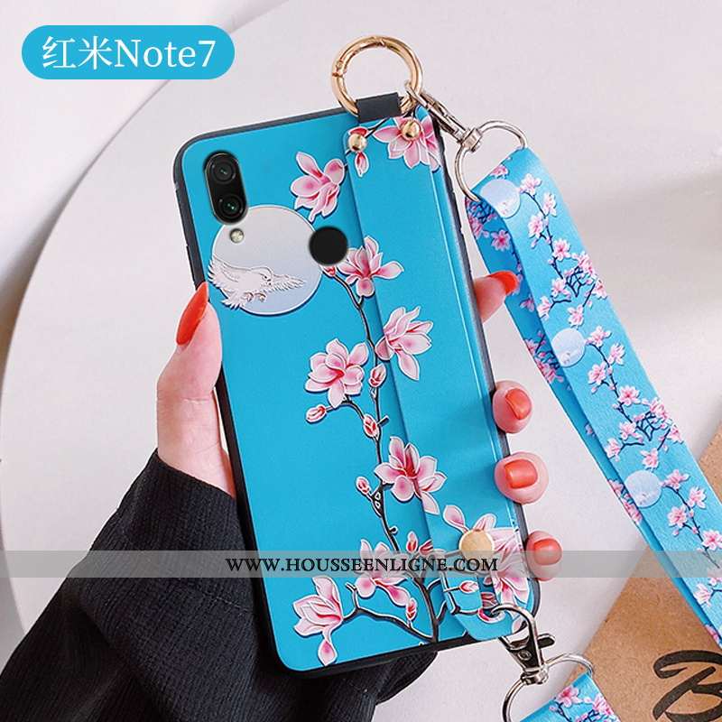Housse Xiaomi Redmi Note 7 Légère Fluide Doux Bleu Étui Incassable Silicone Tendance